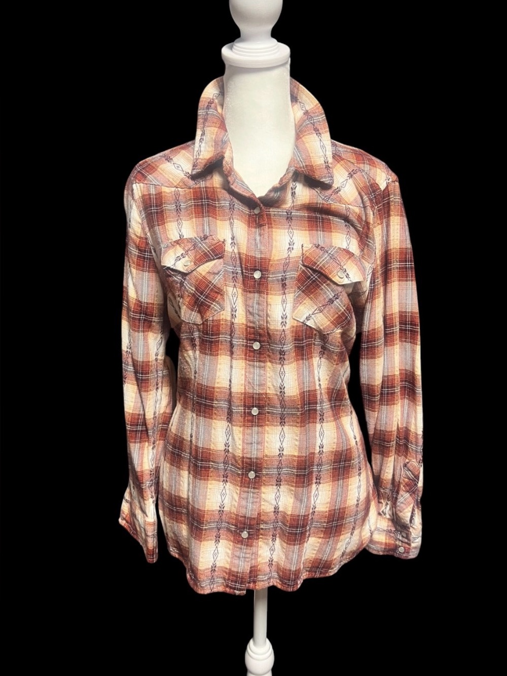 Cotton & Rye Fall Plaid Western Pearl Snap Shirt Medium